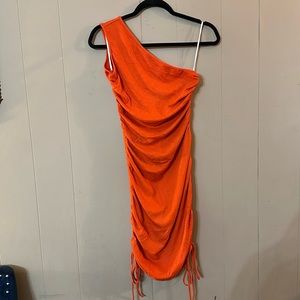 Rushed one strap party dress